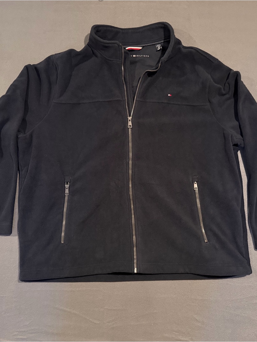 Tommy Hilfiger Black Full-Zip Fleece Jacket with Logo